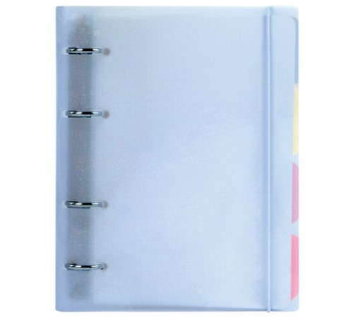 Тетрадь на кольцах А5 175х220 мм, 120 л., пластик с блестками, с резинкой и разделителями, BRAUBERG, Голубой, 404633