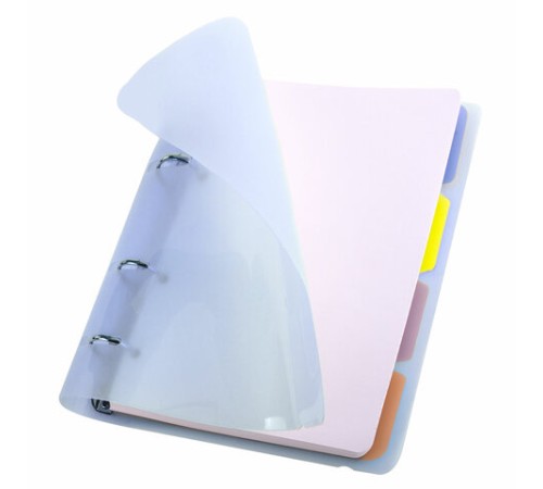 Тетрадь на кольцах А5 175х220 мм, 120 л., пластик с блестками, с резинкой и разделителями, BRAUBERG, Голубой, 404633