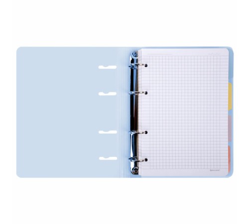 Тетрадь на кольцах А5 175х220 мм, 120 л., пластик с блестками, с резинкой и разделителями, BRAUBERG, Голубой, 404633
