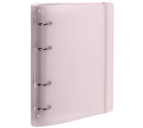 Тетрадь на кольцах А5 175х220 мм, 120 л., пластик с блестками, с резинкой и разделителями, BRAUBERG, Розовый, 404634