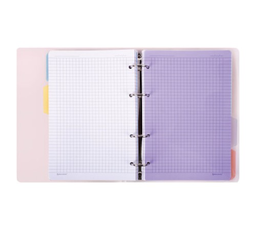 Тетрадь на кольцах А5 175х220 мм, 120 л., пластик с блестками, с резинкой и разделителями, BRAUBERG, Розовый, 404634