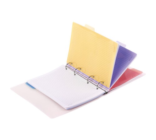 Тетрадь на кольцах А5 175х220 мм, 120 л., пластик с блестками, с резинкой и разделителями, BRAUBERG, Розовый, 404634