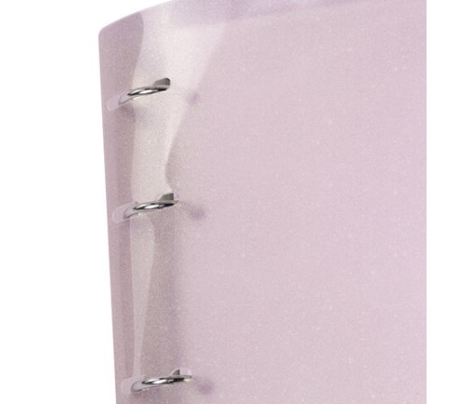 Тетрадь на кольцах А5 175х220 мм, 120 л., пластик с блестками, с резинкой и разделителями, BRAUBERG, Розовый, 404634