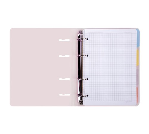 Тетрадь на кольцах А5 175х220 мм, 120 л., пластик с блестками, с резинкой и разделителями, BRAUBERG, Розовый, 404634
