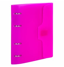 Тетрадь на кольцах А5 175х220 мм, 120 л., пластик, на липучке, с разделителями, BRAUBERG, Розовый, 404635