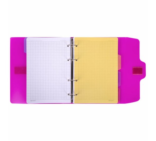 Тетрадь на кольцах А5 175х220 мм, 120 л., пластик, на липучке, с разделителями, BRAUBERG, Розовый, 404635