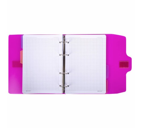 Тетрадь на кольцах А5 175х220 мм, 120 л., пластик, на липучке, с разделителями, BRAUBERG, Розовый, 404635