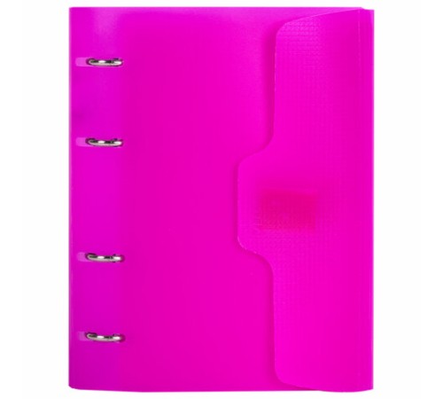 Тетрадь на кольцах А5 175х220 мм, 120 л., пластик, на липучке, с разделителями, BRAUBERG, Розовый, 404635