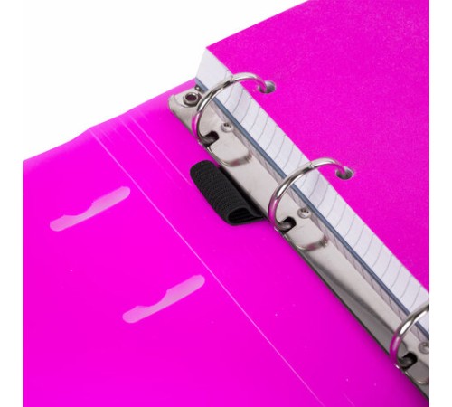 Тетрадь на кольцах А5 175х220 мм, 120 л., пластик, на липучке, с разделителями, BRAUBERG, Розовый, 404635