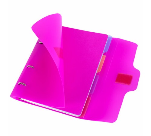 Тетрадь на кольцах А5 175х220 мм, 120 л., пластик, на липучке, с разделителями, BRAUBERG, Розовый, 404635