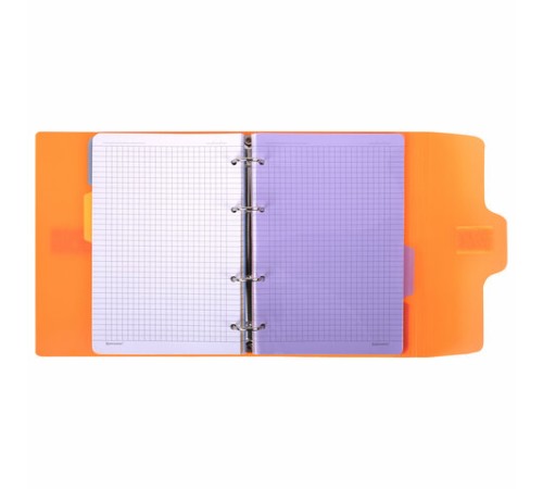 Тетрадь на кольцах А5 175х220 мм, 120 л., пластик, на липучке, с разделителями, BRAUBERG, Оранжевый, 404636