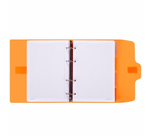 Тетрадь на кольцах А5 175х220 мм, 120 л., пластик, на липучке, с разделителями, BRAUBERG, Оранжевый, 404636
