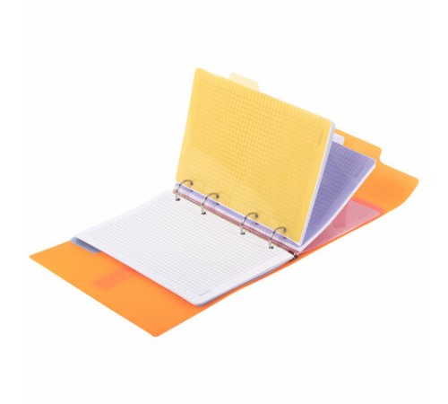 Тетрадь на кольцах А5 175х220 мм, 120 л., пластик, на липучке, с разделителями, BRAUBERG, Оранжевый, 404636