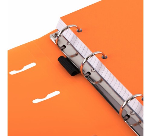 Тетрадь на кольцах А5 175х220 мм, 120 л., пластик, на липучке, с разделителями, BRAUBERG, Оранжевый, 404636