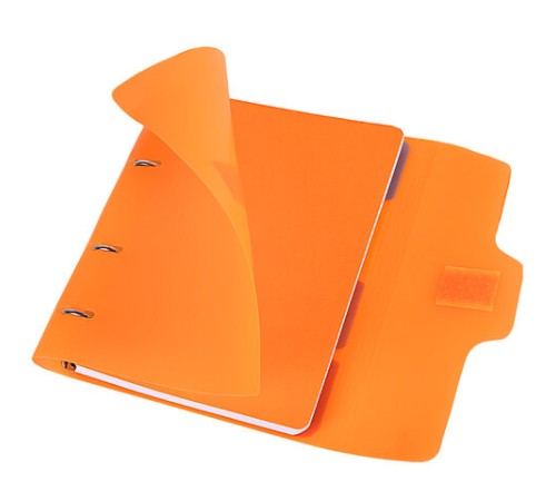 Тетрадь на кольцах А5 175х220 мм, 120 л., пластик, на липучке, с разделителями, BRAUBERG, Оранжевый, 404636