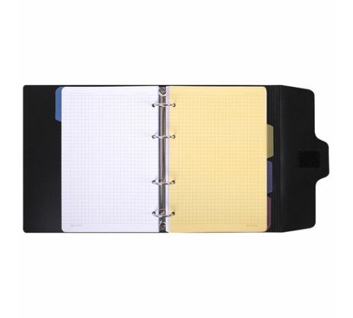 Тетрадь на кольцах А5 175х220 мм, 120 л., пластик, на липучке, с разделителями, BRAUBERG, Черный, 404637