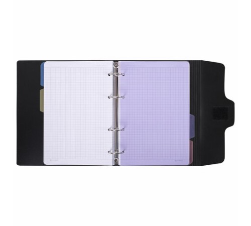 Тетрадь на кольцах А5 175х220 мм, 120 л., пластик, на липучке, с разделителями, BRAUBERG, Черный, 404637