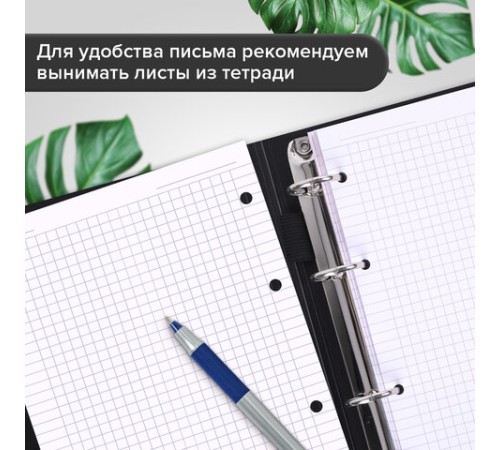 Тетрадь на кольцах А5 175х220 мм, 120 л., пластик, на липучке, с разделителями, BRAUBERG, Черный, 404637