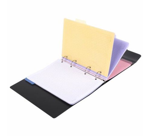 Тетрадь на кольцах А5 175х220 мм, 120 л., пластик, на липучке, с разделителями, BRAUBERG, Черный, 404637