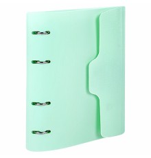 Тетрадь на кольцах А5 175х220 мм, 120 л., пластик, на липучке, с разделителями, BRAUBERG, Мятный, 404638