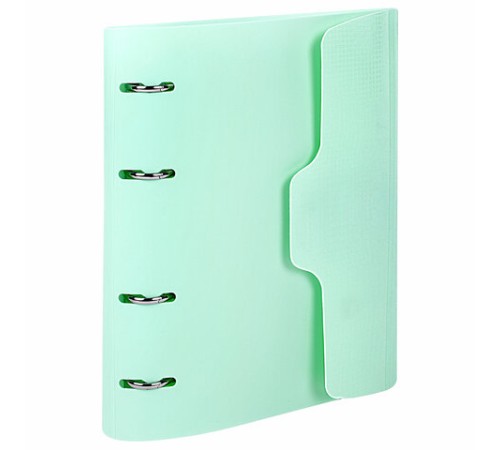 Тетрадь на кольцах А5 175х220 мм, 120 л., пластик, на липучке, с разделителями, BRAUBERG, Мятный, 404638