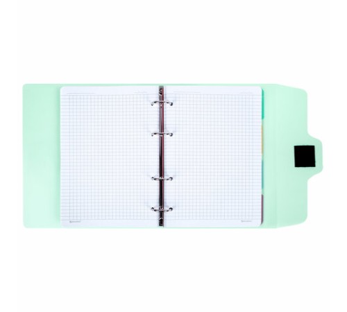 Тетрадь на кольцах А5 175х220 мм, 120 л., пластик, на липучке, с разделителями, BRAUBERG, Мятный, 404638