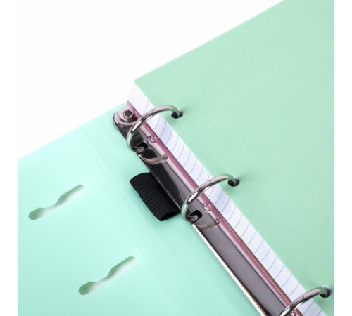Тетрадь на кольцах А5 175х220 мм, 120 л., пластик, на липучке, с разделителями, BRAUBERG, Мятный, 404638