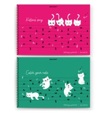 Тетрадь для нот А4, 24 л, обложка мелованный картон, горизонтальная, на гребне, BRAUBERG, 