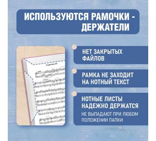 Папка-тетрадь для нот А4, 20 вкладышей на 40 страниц, на гребне, пластик, РОЗОВАЯ, BRAUBERG, 404642