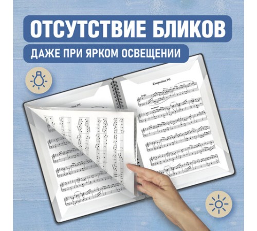 Папка-тетрадь для нот А4, 20 вкладышей на 40 страниц, на гребне, пластик, ЧЕРНАЯ, BRAUBERG, 404643