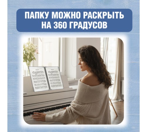 Папка-тетрадь для нот А4, 20 вкладышей на 40 страниц, на гребне, пластик, ЧЕРНАЯ, BRAUBERG, 404643