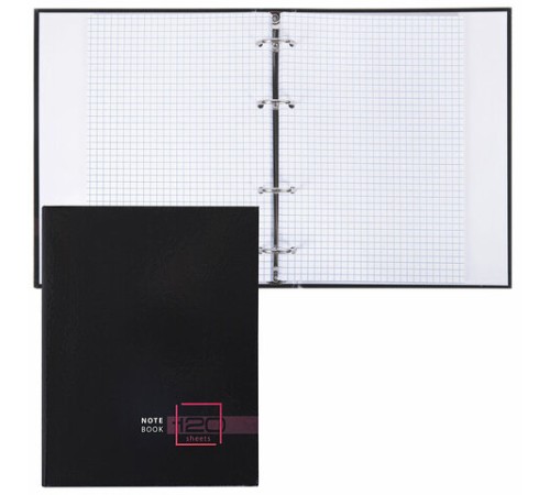 Тетрадь на кольцах А5 165х215 мм, 120 листов, твердый картон, клетка, BRAUBERG, 