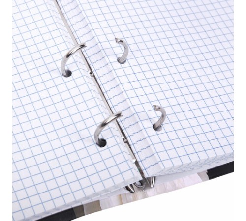 Тетрадь на кольцах А5 175х215 мм, 120 листов, твердый картон, фольга, клетка, BRAUBERG, 