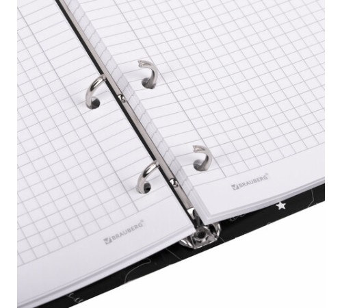 Тетрадь на кольцах А5 160х212 мм, 120 листов, картон, матовая ламинация, клетка, BRAUBERG, 