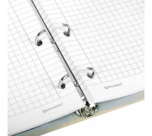 Тетрадь на кольцах А5 160х212 мм, 120 листов, картон, матовая ламинация, клетка, BRAUBERG, 