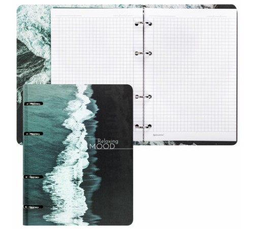 Тетрадь на кольцах А5 160х212 мм, 120 листов, картон, матовая ламинация, клетка, BRAUBERG, 