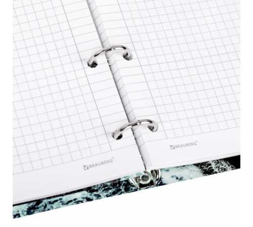 Тетрадь на кольцах А5 160х212 мм, 120 листов, картон, матовая ламинация, клетка, BRAUBERG, 