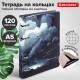 Тетрадь на кольцах А5 160х212 мм, 120 листов, картон, матовая ламинация, клетка, BRAUBERG, 