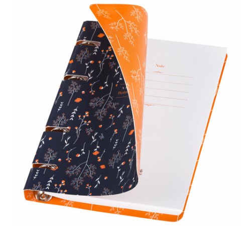 Тетрадь на кольцах А5 160х212 мм, 120 листов, картон, выборочный лак, клетка, BRAUBERG, 