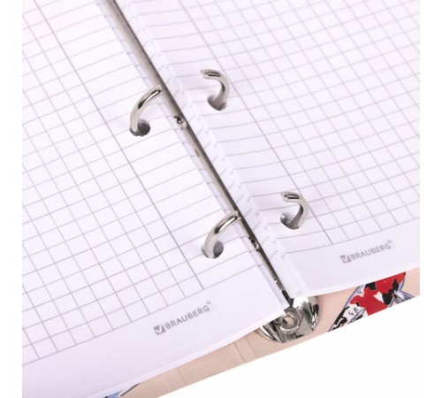 Тетрадь на кольцах А5 160х212 мм, 120 листов, картон, выборочный лак, клетка, BRAUBERG, 