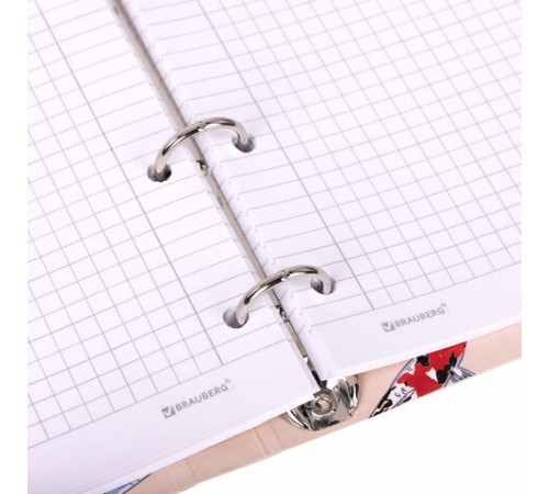 Тетрадь на кольцах А5 160х212 мм, 120 листов, картон, выборочный лак, клетка, BRAUBERG, 