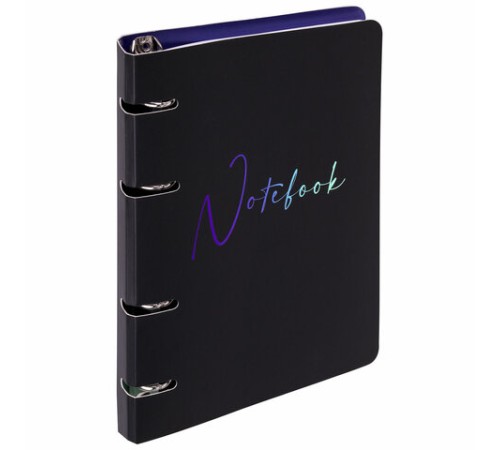 Тетрадь на кольцах А5 160х212 мм, 120 листов, картон, выборочный лак, клетка, BRAUBERG, 