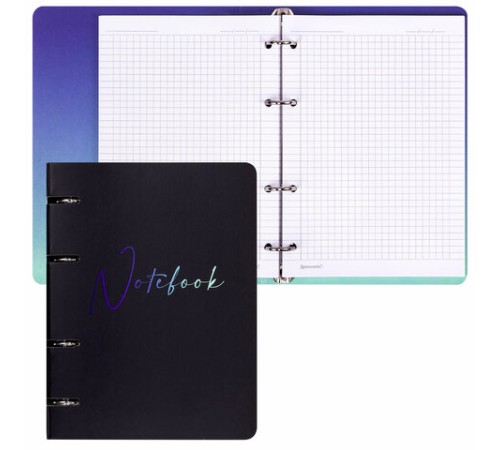 Тетрадь на кольцах А5 160х212 мм, 120 листов, картон, выборочный лак, клетка, BRAUBERG, 