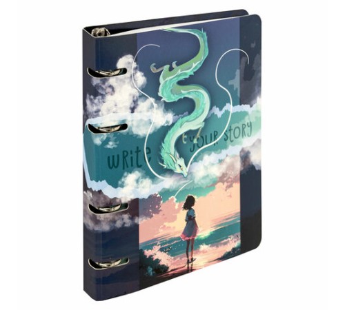 Тетрадь на кольцах А5 160х212 мм, 120 листов, картон, выборочный лак, клетка, BRAUBERG, 