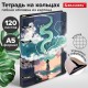 Тетрадь на кольцах А5 160х212 мм, 120 листов, картон, выборочный лак, клетка, BRAUBERG, 
