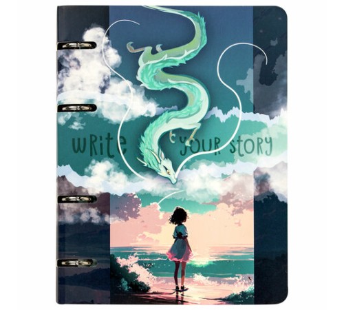 Тетрадь на кольцах А5 160х212 мм, 120 листов, картон, выборочный лак, клетка, BRAUBERG, 