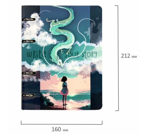 Тетрадь на кольцах А5 160х212 мм, 120 листов, картон, выборочный лак, клетка, BRAUBERG, 