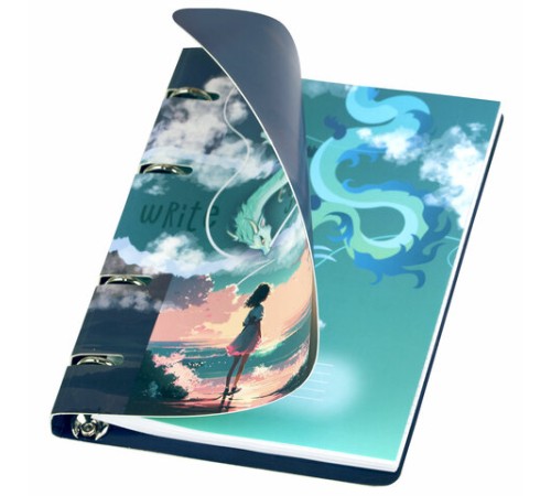 Тетрадь на кольцах А5 160х212 мм, 120 листов, картон, выборочный лак, клетка, BRAUBERG, 