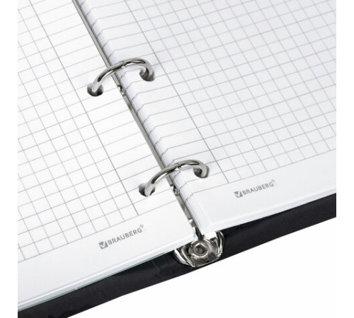 Тетрадь на кольцах А5 160х212 мм, 120 листов, картон, выборочный лак, клетка, BRAUBERG, 