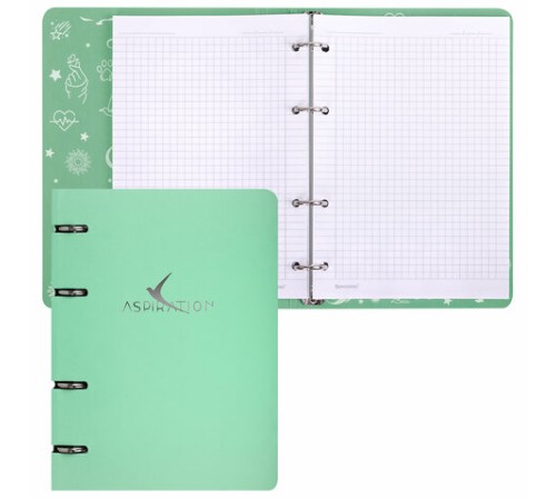 Тетрадь на кольцах А5 160х212 мм, 120 листов, картон, фольга, клетка, BRAUBERG, 